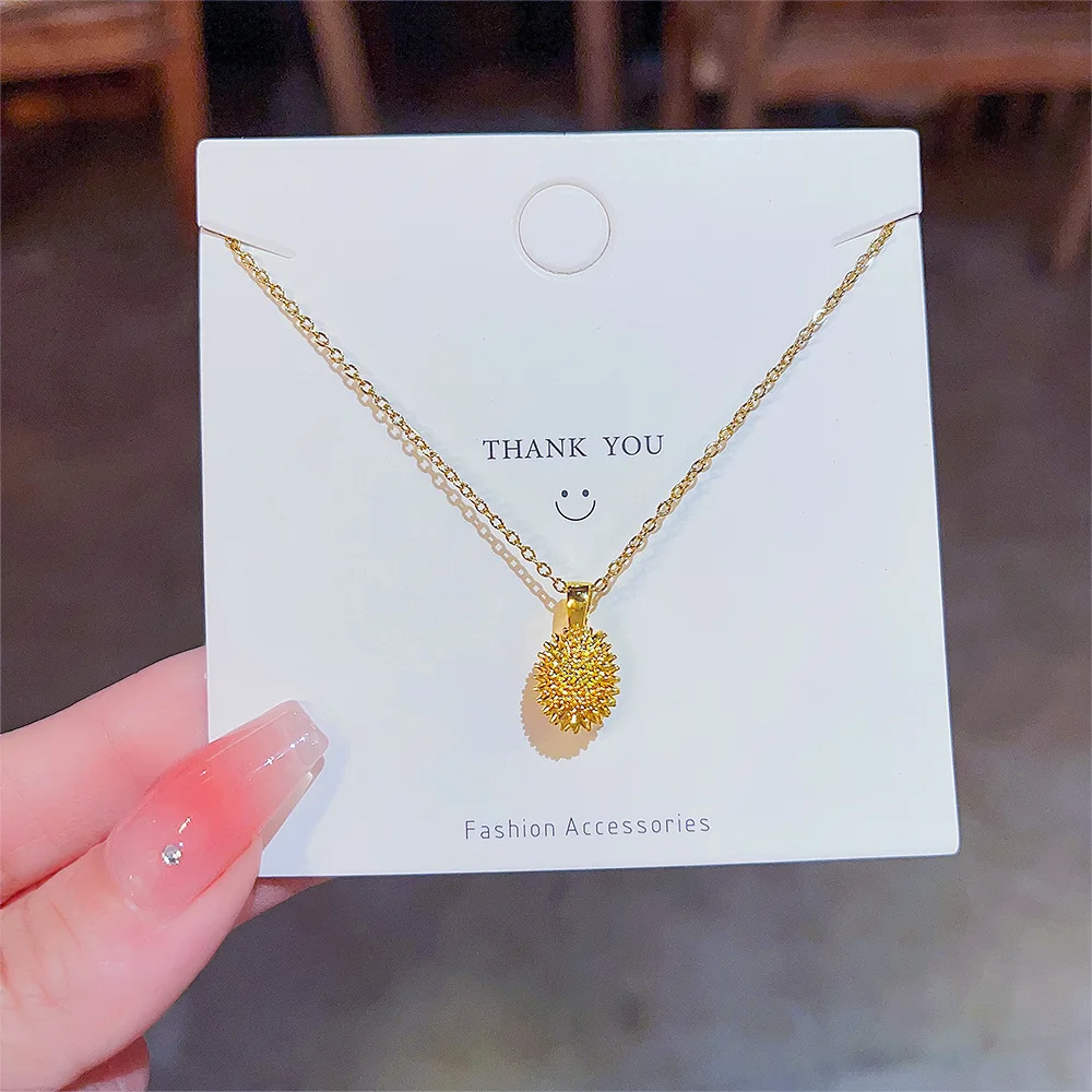 

3D Lucky Little Pinecone Nut Pine Cone Squirrel Ball Shape Mother's Day Gift Fruit Durian Pendant Necklace Woman Jewelry