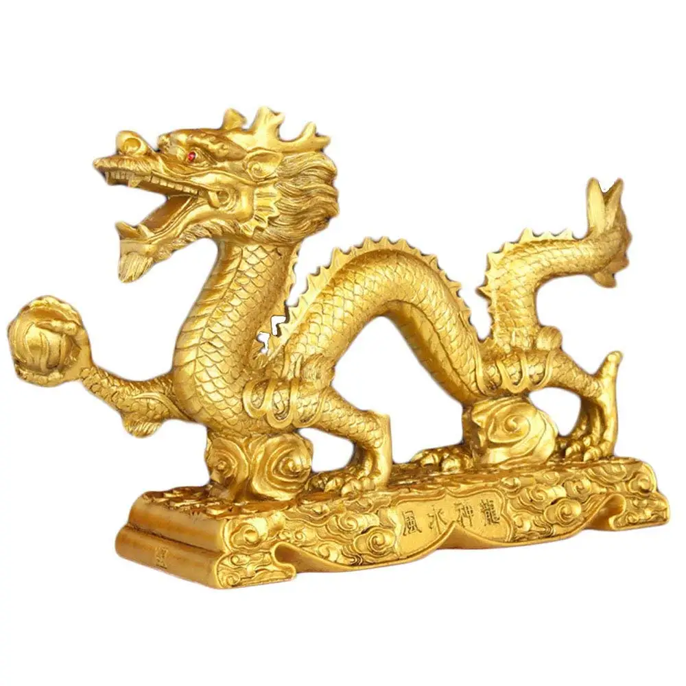 

Bwinka Chinese Gold feng Shui Dragon Statue and Figurines and Sculptures and Collectibles for Luck & Success
