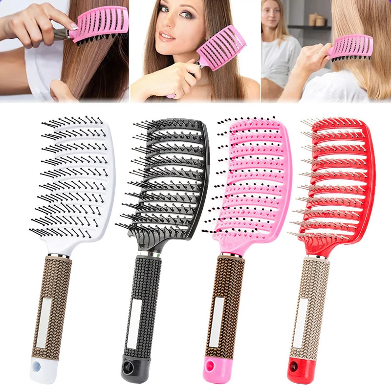 

Curved Vented Professional Detangling Comb Portable Home Massage Hair Brush Styling Tools Hollow Wide Barber Hairdressing Salon