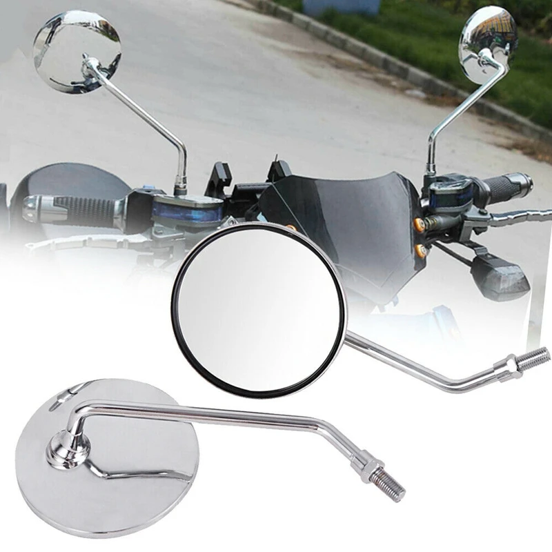 

Motorcycle Rear View Rearview Side Round Mirrors Universal 10Mm Street Bike