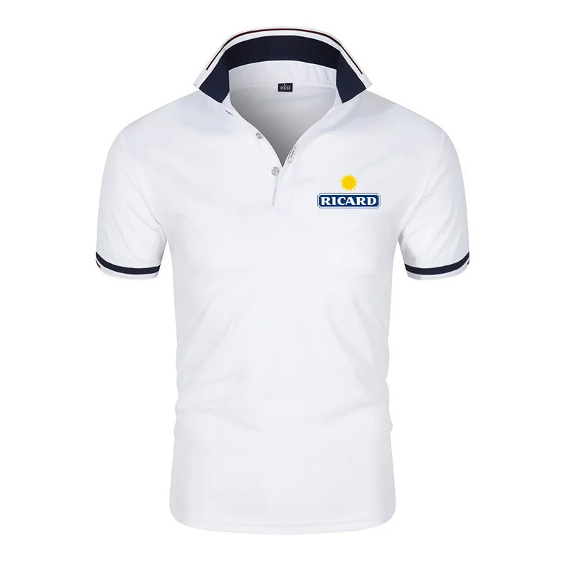 2022 Polo Shirts Men's Ricard Summer Patchwork Business Pop Shorts Short Sleeve Harajuku Elegant Print Comfort Top