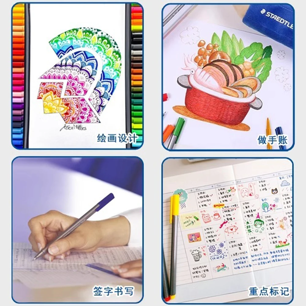 Фото STAEDTLER цветной крючок, игольная трубка, волокнистая кисть 334 SB, цветной тонкий шрифт 0,3 мм для художественной живописи, маркировки, школьных и офисных принадлежностей №4