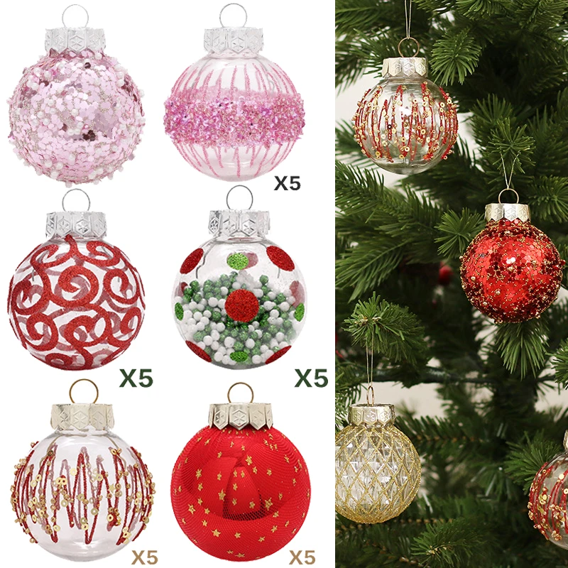 

24pcs Glitter Sequins 6cm Christmas Balls Xmas Tree Hanging Ornaments Decorations For Home Navidad New Year 2023 Gift Pendant