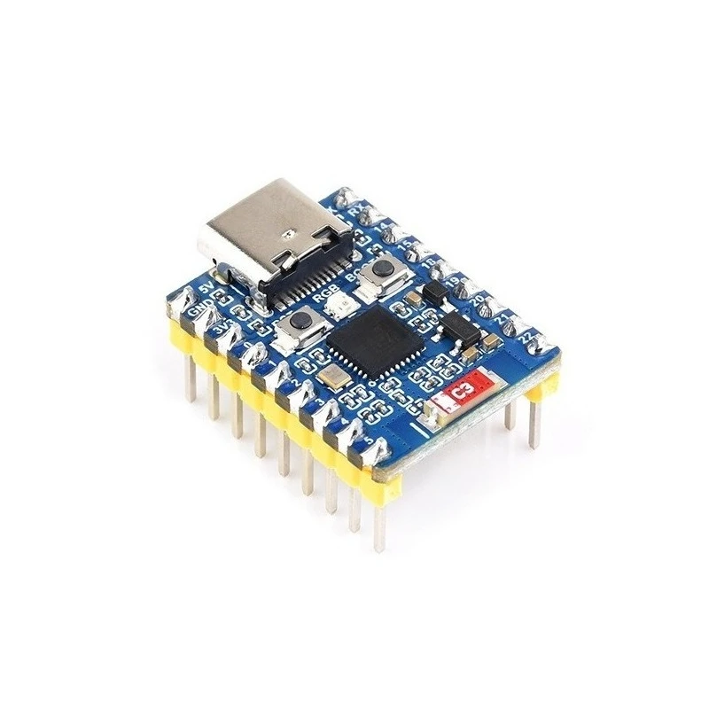 Фото Плата разработки ESP32-C6 Mini WiFi 6, решение с двумя процессорами, опционально Bluetooth 5, паянные желтые контакты №2