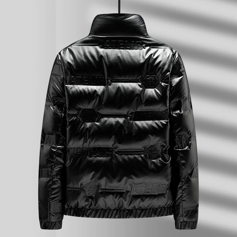 Winter Clothes, Shiny Men'S Green Coat, Fashionable Down Jacket, European And American Trend, Stand Collar  Short Style, Persona