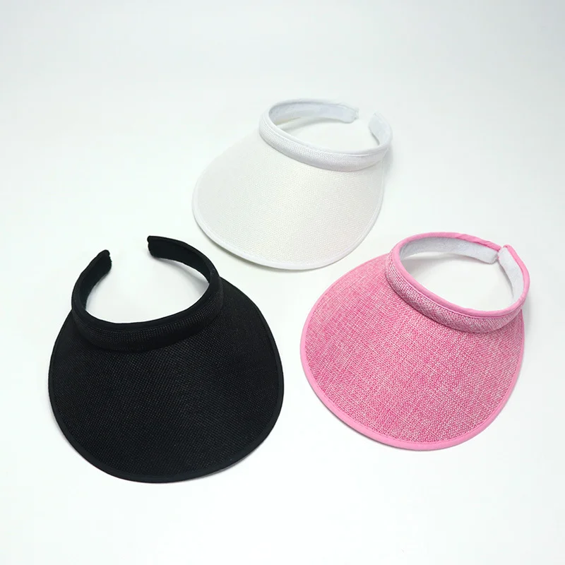 

Spring Summer Breathable Straw Sun Hats Topless Empty Sun Visor Cap hat Ladies Adjustable Nature Straw Topless Beach Trip Cap