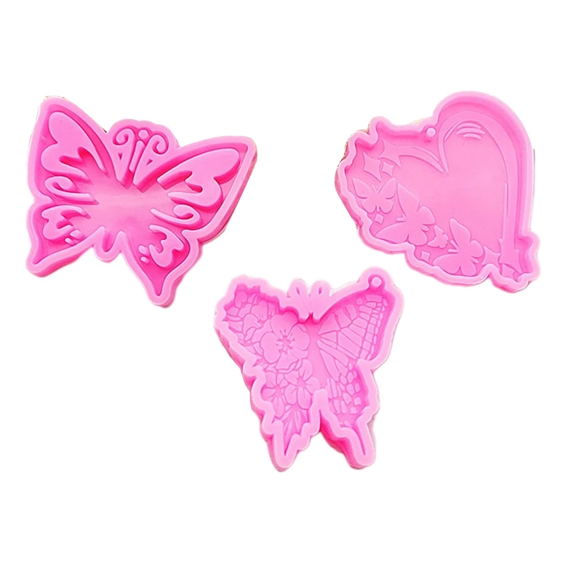 

3x Silicone Mold for Resin Butterfly Handmade Keychain Silicone Mold with Hole