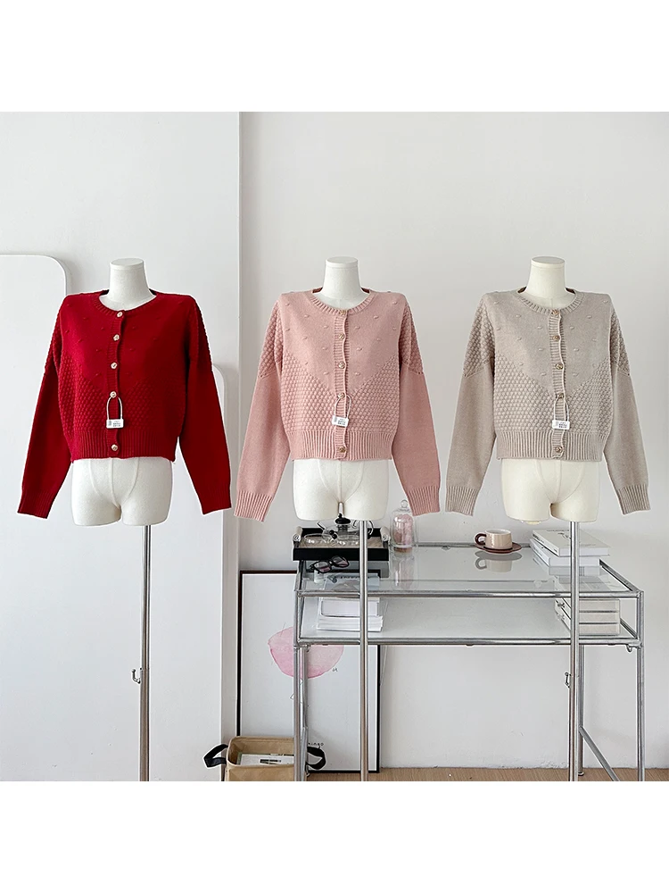 Женский рождественский красный кардиган свитер в стиле Харадзюку винтажный