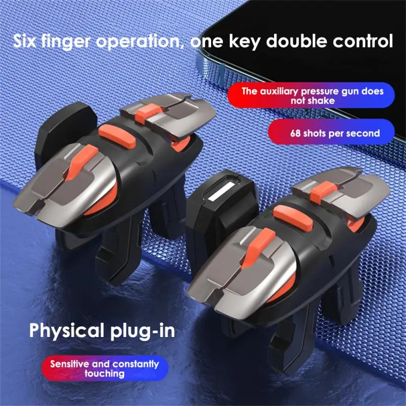 

2PCS PUBG Game Trigger Button Controller Aim Shooting Gamepad For IOS Android Six-finger Four-finger Chicken Artifact Trigger