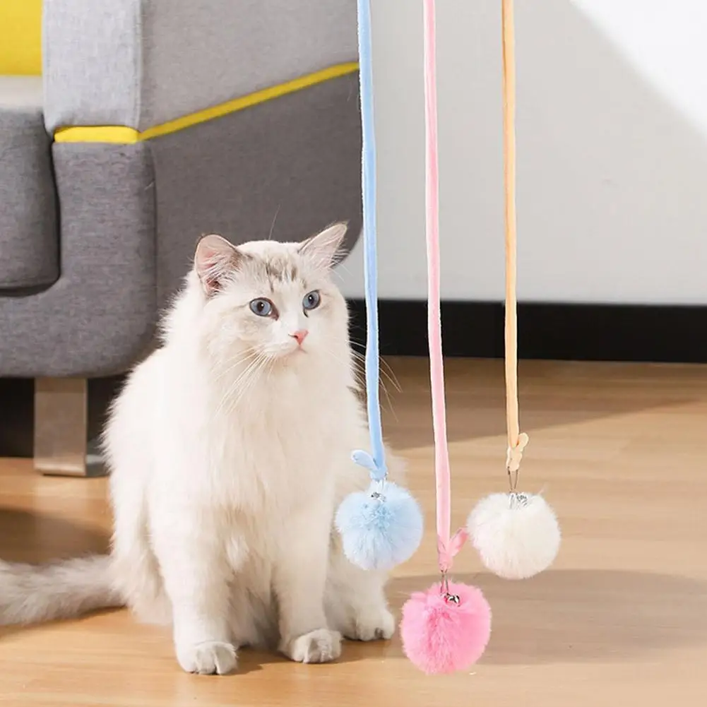 _ Подвесная дверь, эластичная веревка интерактивная игрушка для кошек Pet Bell Self-hey Wand с шариками, игрушки для игр, забавные товары Ca C3A5