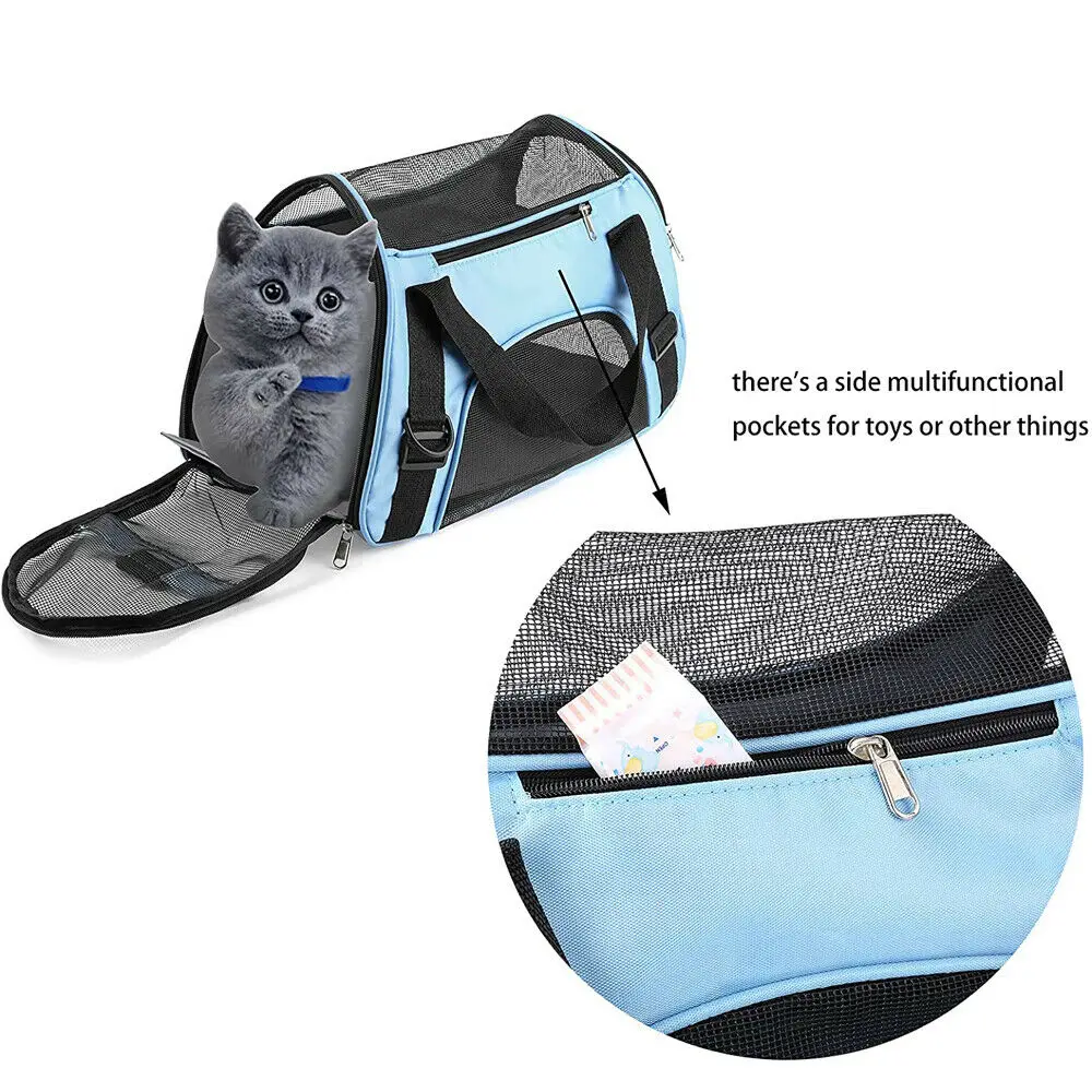 

Сумка-переноска для кошек, портативная складная уличная сумка на ремне для домашних животных, из дышащего материала, для маленьких собак и к...