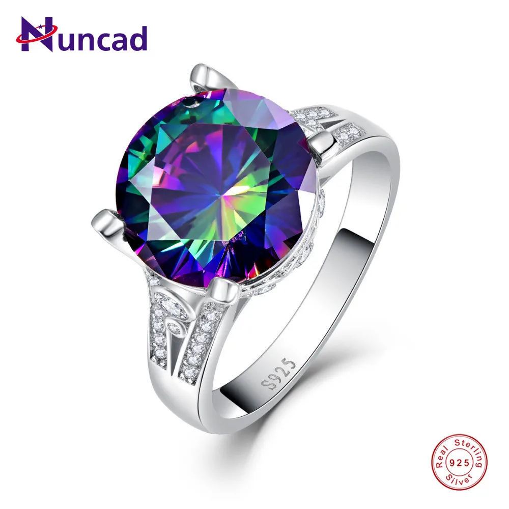 

NUNCAD Rainbow Topaz Engagement Wedding Ring Set 925 Sterling Silver Rings For Women Band Promise Bridal Jewelry