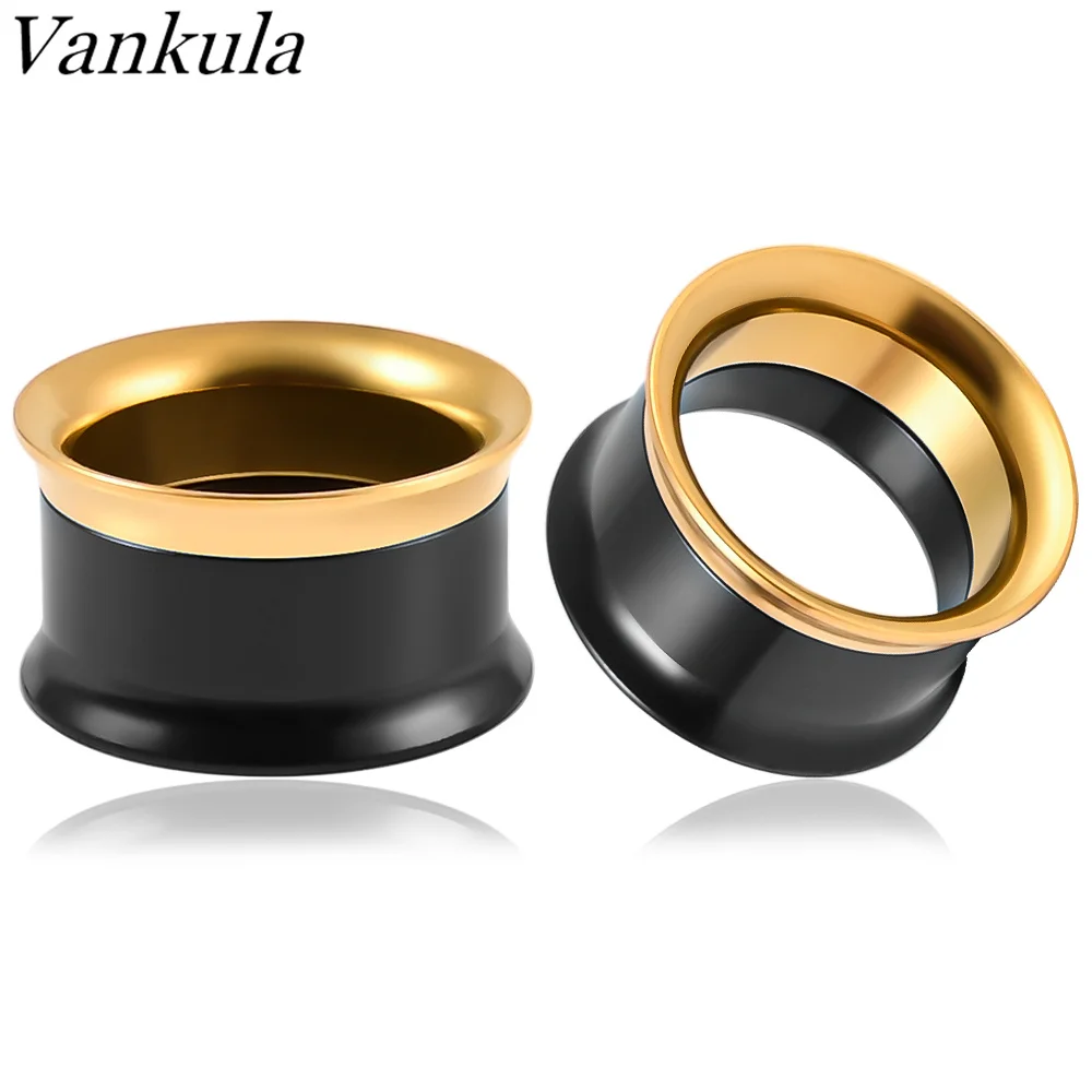 

Vankula 2pcs Latest Stainless Steel Double Color Ear Screw Tunnels Expanders Body Piercing Jewelry Earring Gauges Stretchers