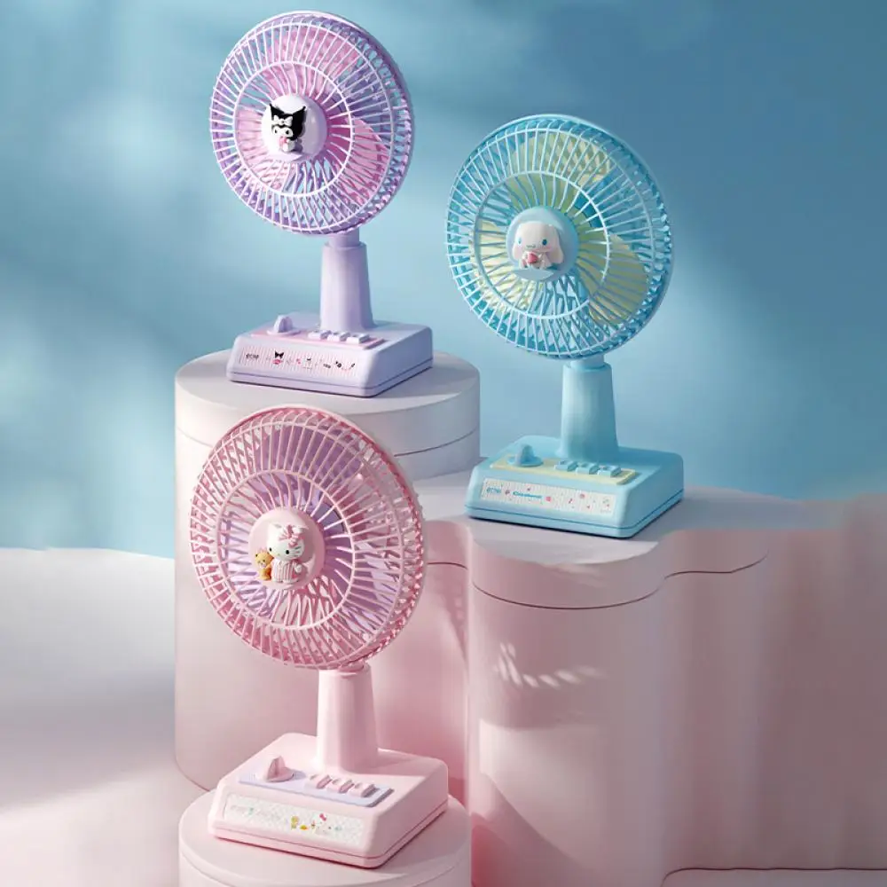 

2023 Usb Kt Fan Kawaii Sanrio Hello Kitty Kuromi Cinnamoroll Anime Figure Desktop Fan Mute Portable Student Child Dormitory Gift