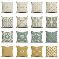 european geometric lattice linen pillowcase printing car sofa bed pillow cushion pillowcase