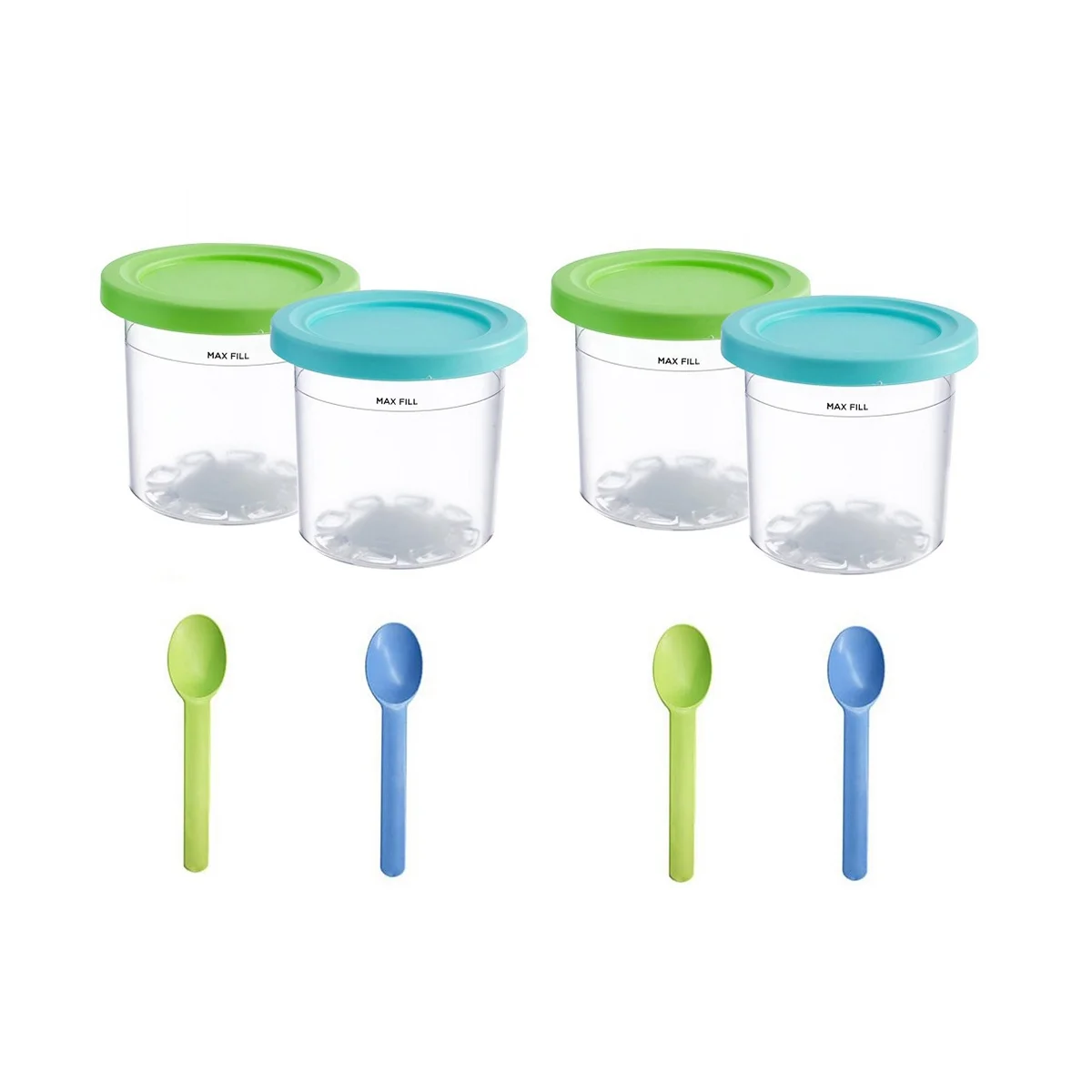 

4Pcs Ice Cream Pints Cups for NINJA- CREAMI NC299AMZ/NC300S Series Ice Cream Maker Replacements Storage Jar with Lids