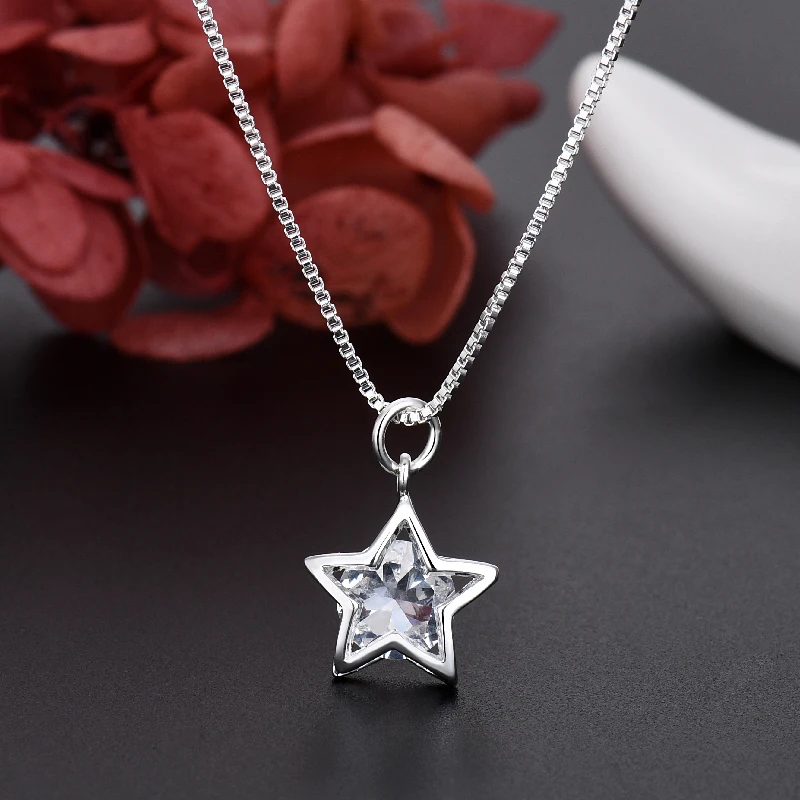 

New y2k 925 Stamped silver noble Shiny Crystal Star Necklace for Women Fashion Party wedding Engagement Jewelry Christmas Gifts