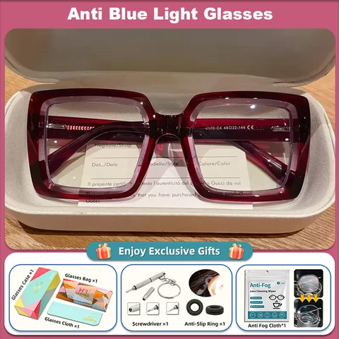 CLLOIO квадратные очки с защитой от синего света в большой оправе, модные уличные оптические очки для чтения, женские очки для близорукости по индивидуальному заказу