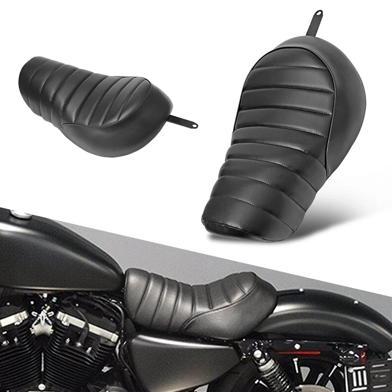 Переднее сиденье для водителя мотоцикла черная кожаная мягкая подушка в полоску