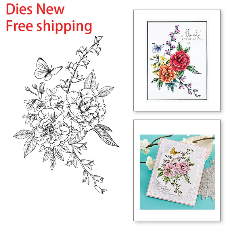 

Butterfly Bouquet Press Metal Cutting Dies Stamps Hot Foil Scrapbook Embossed Paper Card Album Craft Template Diy