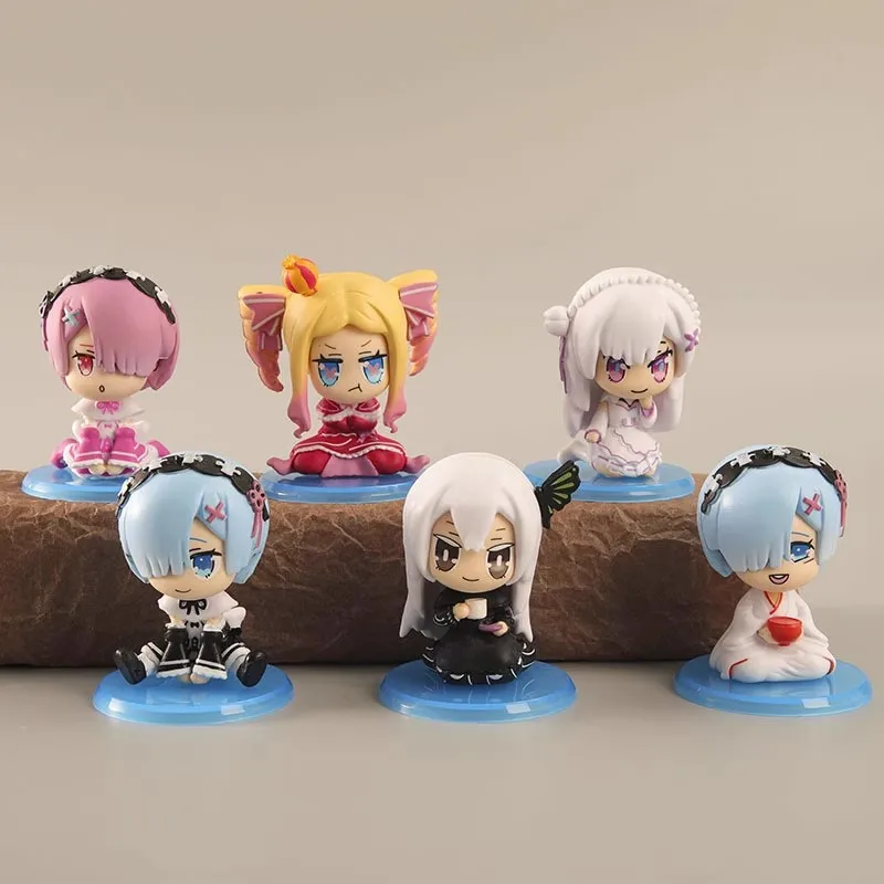 

6pcs/Set Re:Life In A Different World From Zero Anime Figure Pvc Action Figure Rem Ram Collection Model Toys Kids Gifts