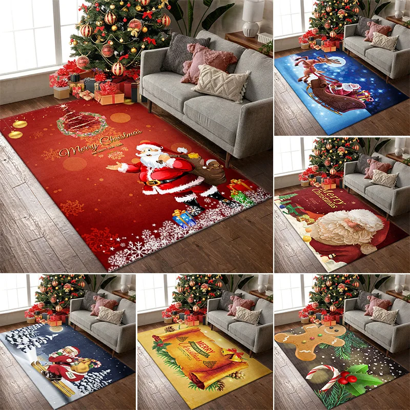 

Alfombra moderna 3D de decoración navideña para el hogar, manta de mesa de centro para sala de estar, tapete de Papá Noel,