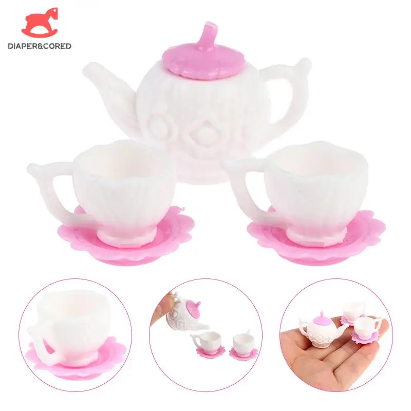 

Dollhouse Miniature Tableware Kettle Teapot Saucer Plate Tea Pot Kitchen Accessories Dollhouse Furniture Decor Christmas Gifts