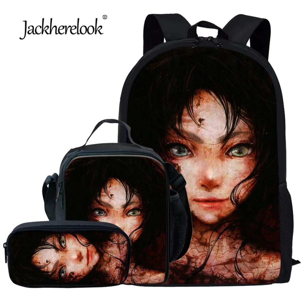 

Jackherelook Hot Sale Casual Book Backpacks For Children Girls Anime Another Pattern Large Capacity Student's Schoolbags 3pcs