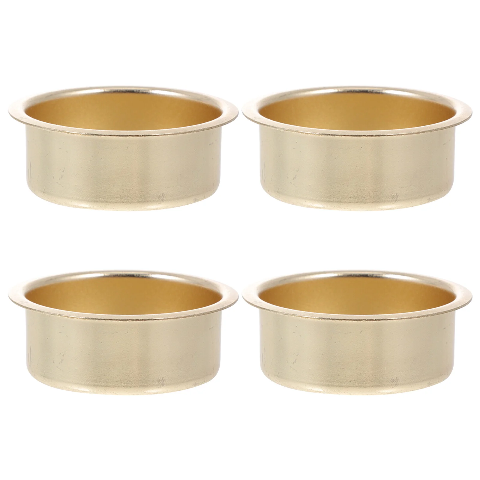 

4 Pcs Wedding Metal Cup Accessories Tea Light 4.1X1.7X0.05CM Candlesticks Golden Iron Mini Travel