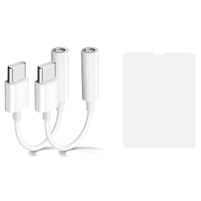 

2 Pcs USB C To Headphone Jack Adapter & 1 Set Paper Screen Protector For Ipad Pro 11 Inch