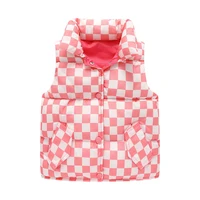 2022 childrens vest for girl autumn winter kids clothes plaid warm cotton waistcoat 1 10 years baby girls sleeveless jacket