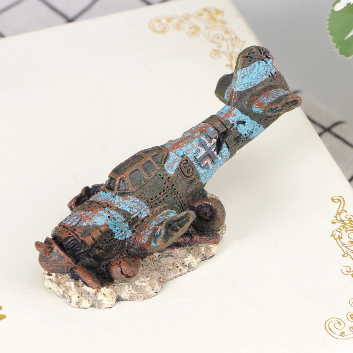 Миниатюрный полимерный самолёт для аквариума искусственный самолет украшение