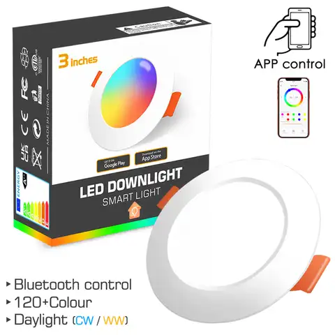 Bluetooth-совместимый цветной точечный светодиодный потолочный светильник, утопленный Круглый Светильник, умный Домашний Светильник RGB с регул...