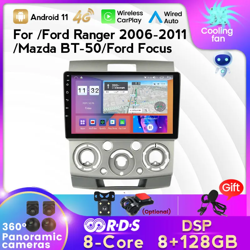 Автомобильный мультимедийный плеер Android 11 8 + 128G для Ford Everest Ranger Mazda магнитола с