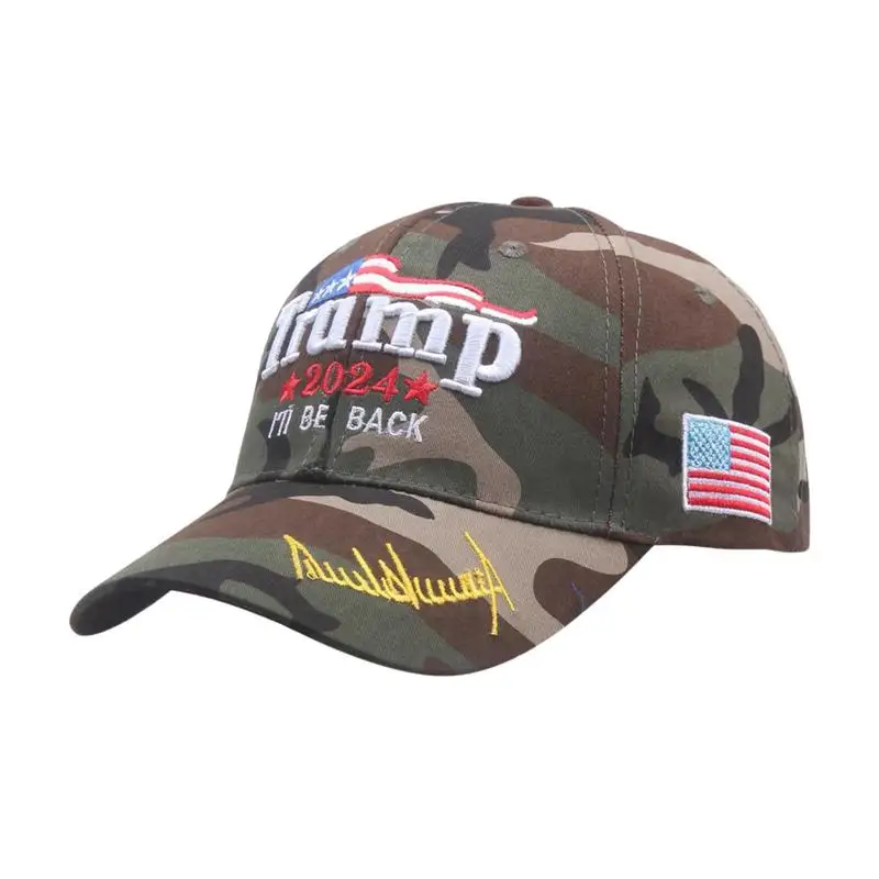 

Donald Trump 2024 Cap Camouflage USA Flag Baseball Caps Keep America Great Again Rebound President Hat 3D Embroidery Wholesale