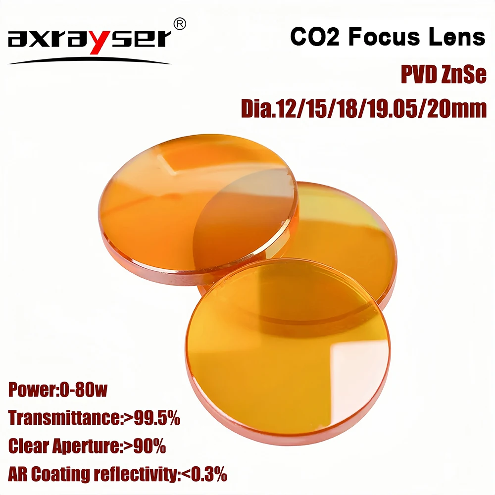 PVD ZnSe Co2 Lazer Odak Lens Dia.12/15/18/19.05/20mm FL38.1/50.8/63.5/76.2/101.6mm CO2 Lazer Gravür Kesme Makinesi