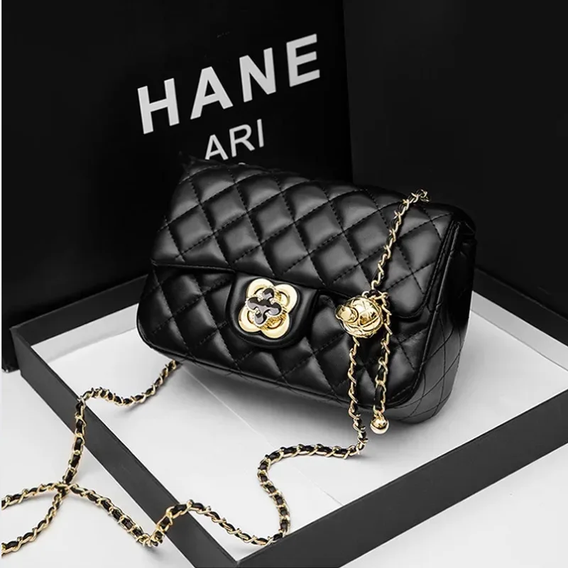 2024 новая женская сумка на цепочке с четырьмя листами клевера и аргайлом твидовый