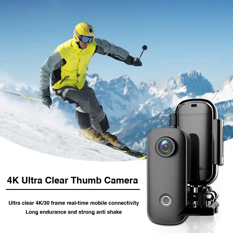 Фото C100 + большая камера C100Plus SJCAM Карманная корпусная камера 4K Водонепроницаемая мини-экшн-камера для спорта, верховой езды №1