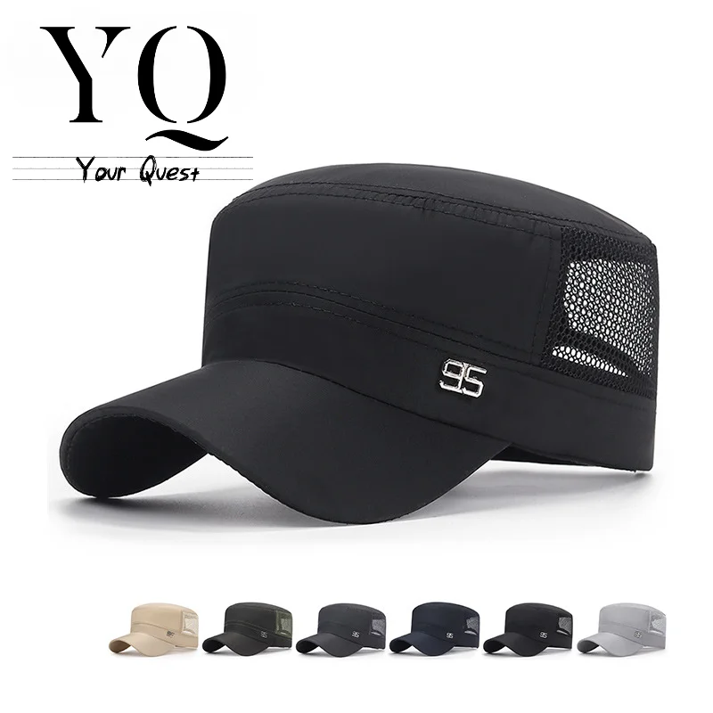 

Summer Quick Drying Breathable Mesh Men's Casual 95 Metal Shade Flat Top Summer Women's Sunscreen Hat gorras hombre originales