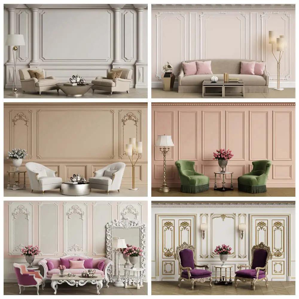 

Vintage Home Room Wall Backdrops Photography Birthday Decoration Custom Sofa Table Chair Studio Photo Booth Backgrounds Props