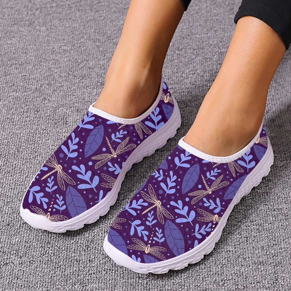 

Dragonfly with Floral Print Spring Autumn Women's Sneakers Causal Soft Ladies Flats Shoes Super Light Mesh Cozy Female Loafers