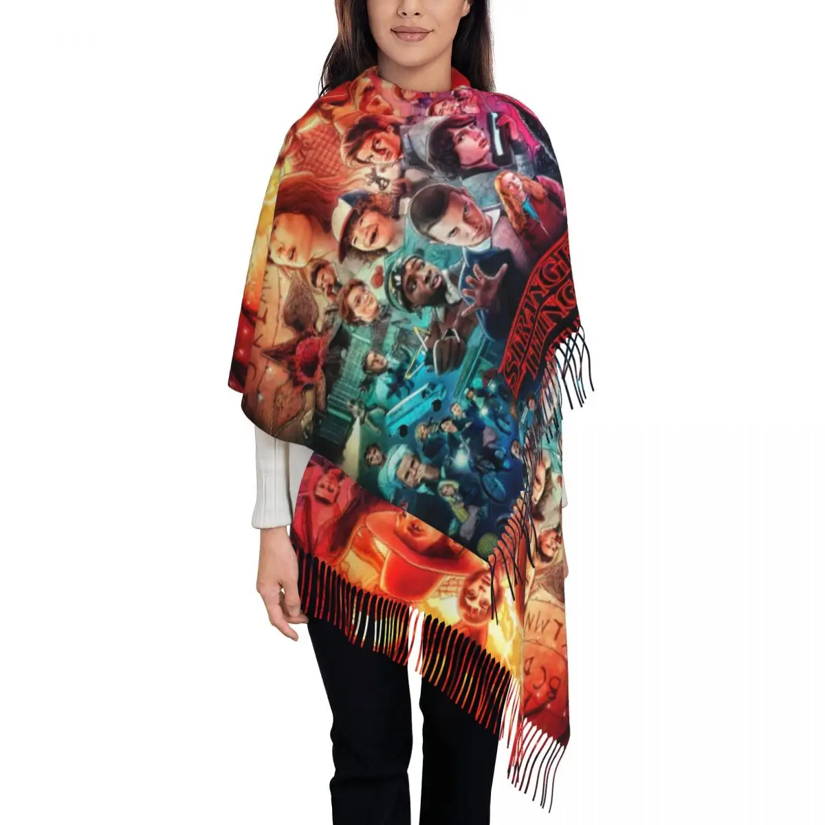 

Шарф с принтом на заказ «очень странные дела» для мужчин и женщин