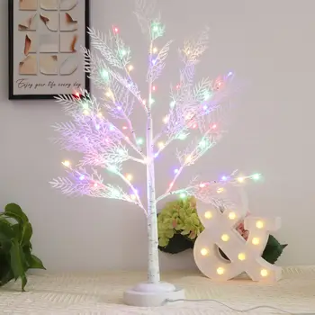 크리스마스 LED 트리 라이트 자작나무 야간 조명 배터리, USB 작동 무드 라이트, 홈 룸 실내 웨딩 장식 테이블 램프