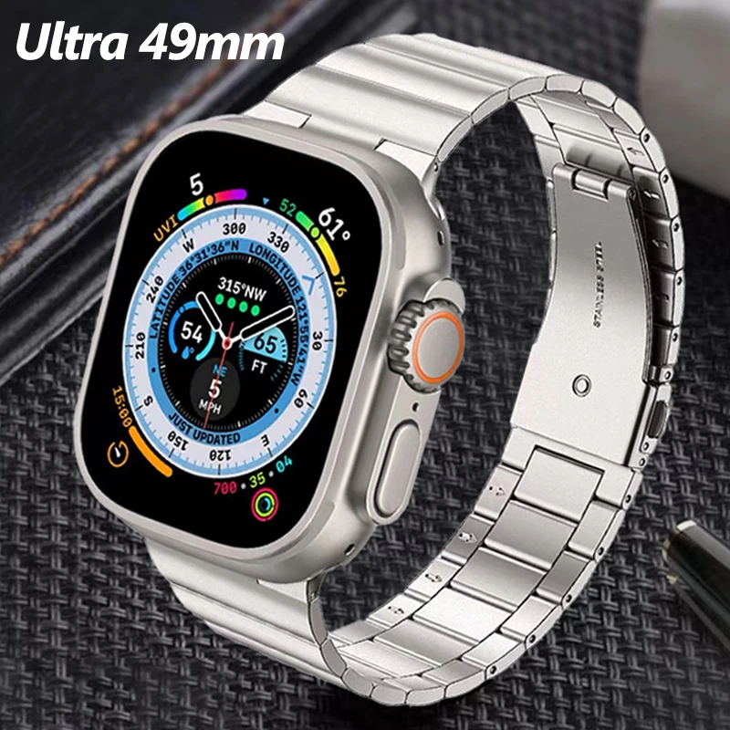 

Luxury Stainless Steel Strap For Apple Watch Ultra 49mm 41 45mm 38 40 44mm Metal Bracelet For iWatch Series 8 7 6 5 4 Wrist Band