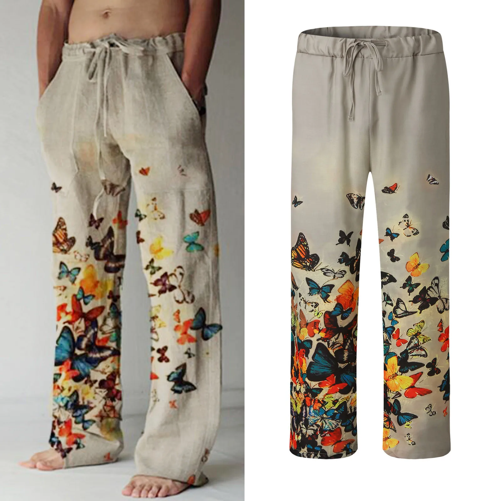 

Fashion Casual Size Wide Leg Print Loose Pants Men's Trousers Men's pants