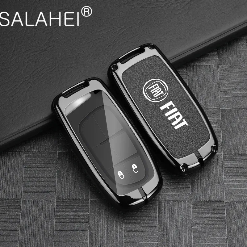 

Zinc Alloy Leather Car Key Cover Case Holder Shell Keychain For Fiat Freemont 2018 500X 500 500L Auto Key Protection Accessories