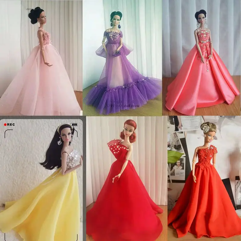 

1/6 BJD Handmade Wedding Dress for Barbie Doll Clothes for Barbie Accessories Advanced Customized Outfits Gown Kids Toys 11.5"
