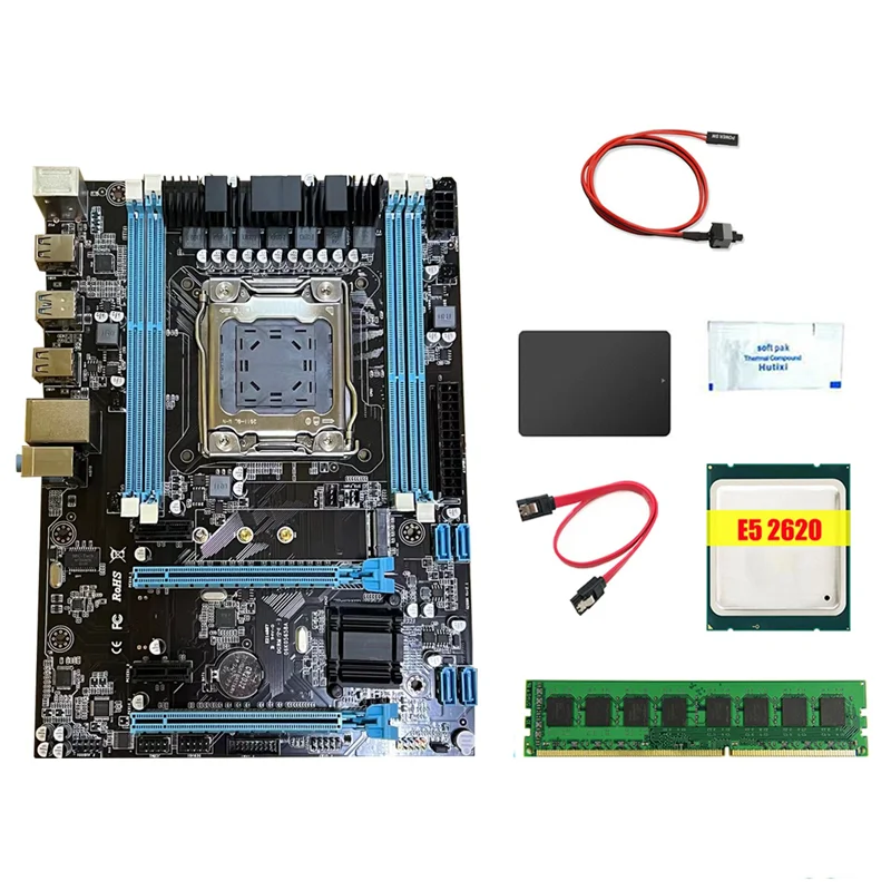 X79-288 LGA2011 4XDDR3 Slot M.2 NVME Motherboard+E5 2620 CPU+4G DDR3 RAM+128G SSD+Switch Cable+SATA Cable+Thermal Grease images - 6