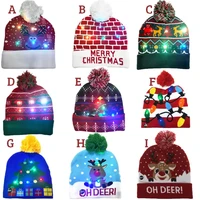 2022 new year led knitted christmas hat beanie light up illuminate warm hat for kids adults new year christmas decor