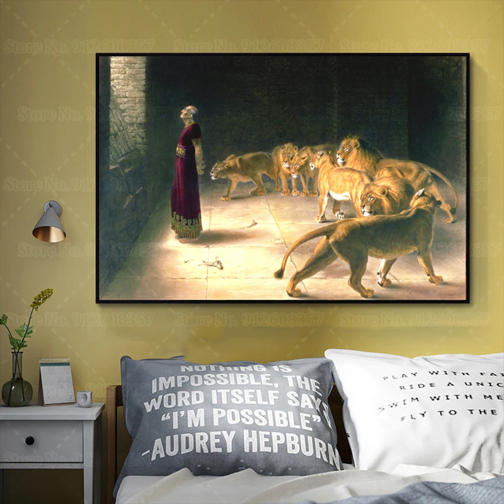 

Даниэль «ответ к королю в львах», холст, живопись бритона Ривера, печать, Божья износостойкость, плакат, настенное искусство, Декор